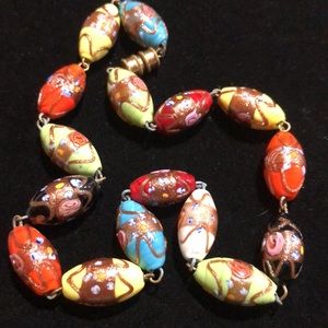 Vintage Murano Oval Wedding Cake Necklace